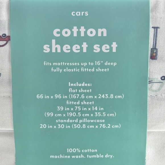 City Cars Kids Cotton Twin Sheet Set 3pc Multicolor - Picture 3 of 8